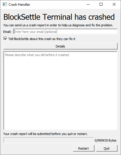 terminal crash handler